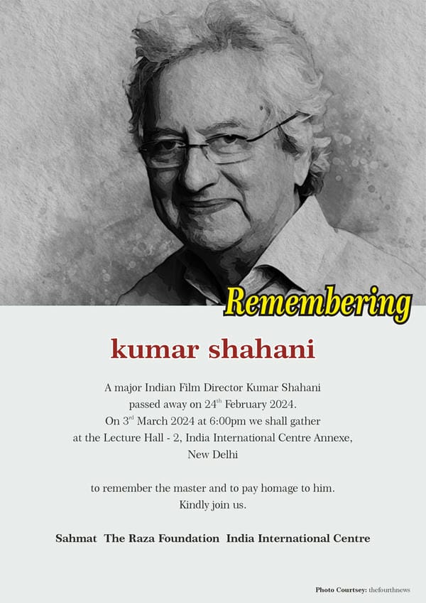 Remembering Kumar Shahani